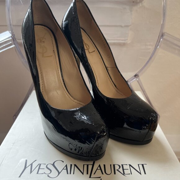 SAINT LAURENT YSL TRIBTOO PATENT PLATFORM PUMPS - Picture 16 of 16